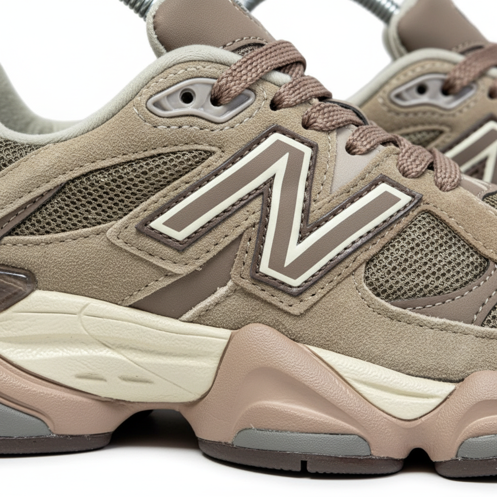 New Balance 9060 Café - Detalle Logo