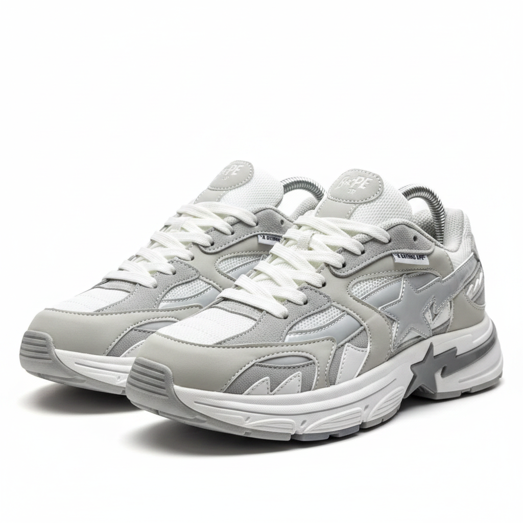 BAPE Sta Runner Gris - Par completo fondo blanco