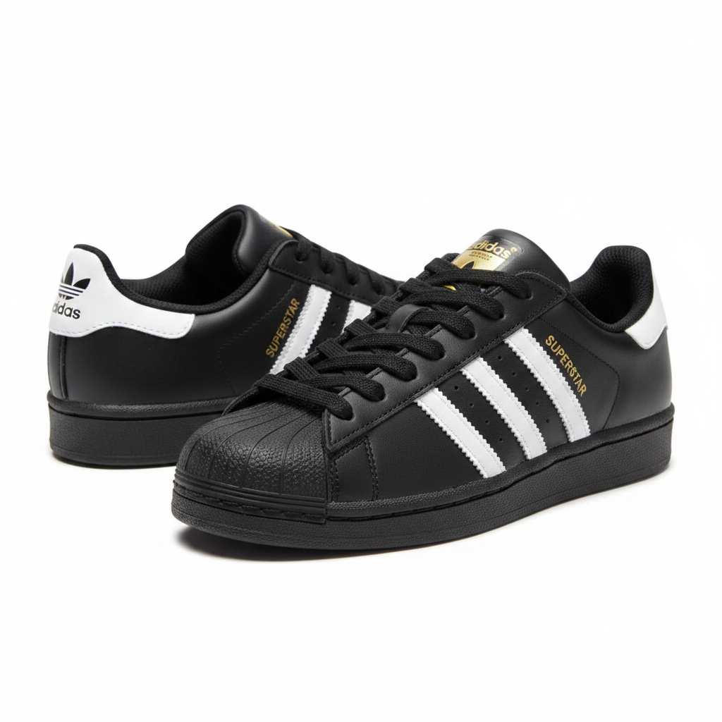 Adidas Superstar Negro Blanco vista lateral