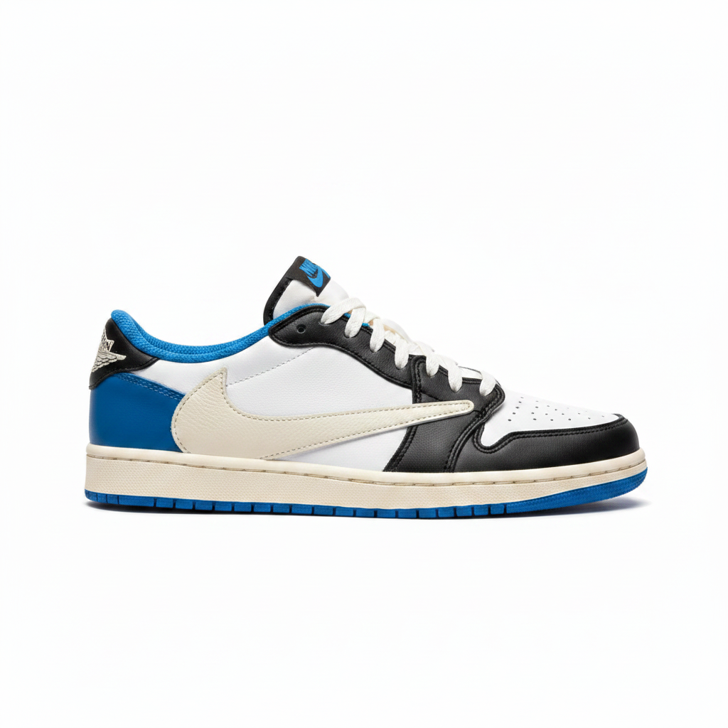 JRDN 1 Low x Travis Scott Fragment - Vista lateral