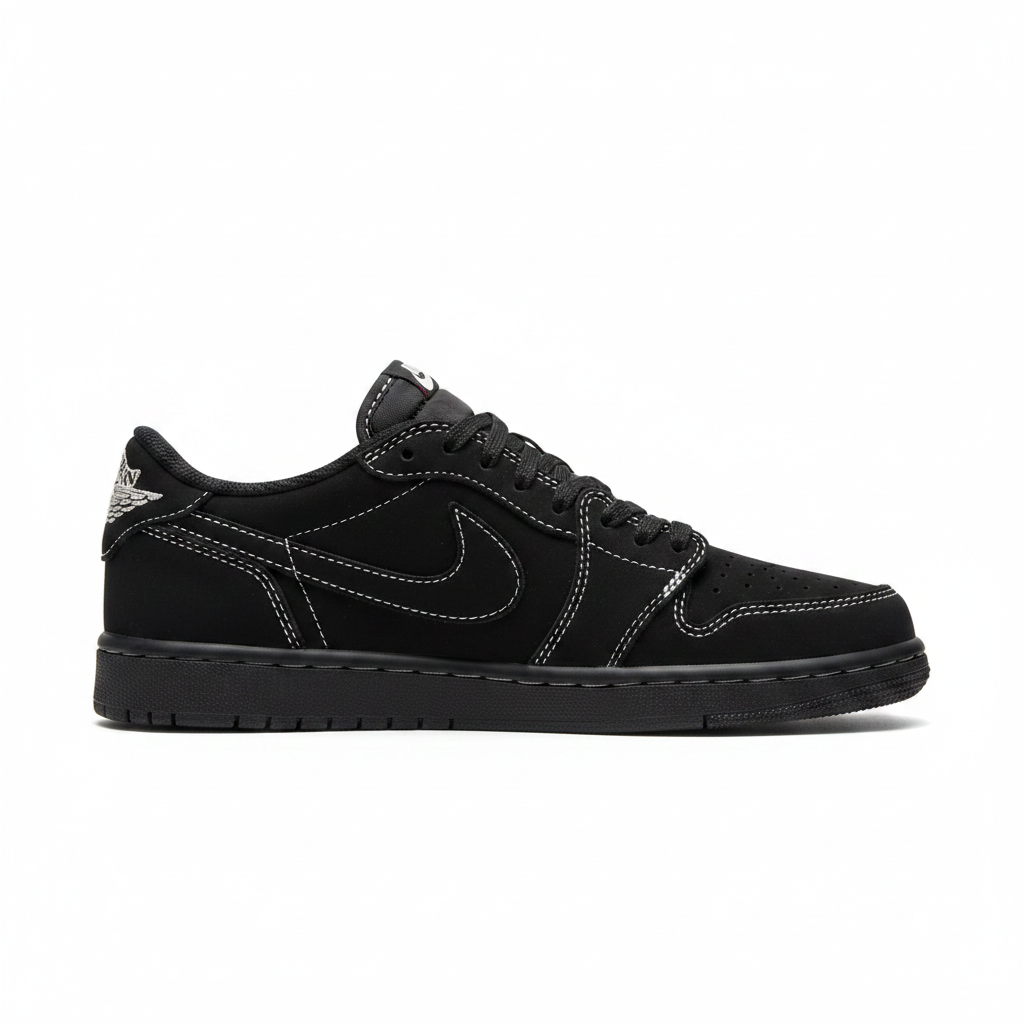 JRDN 1 Low Negro Stitch - Vista lateral