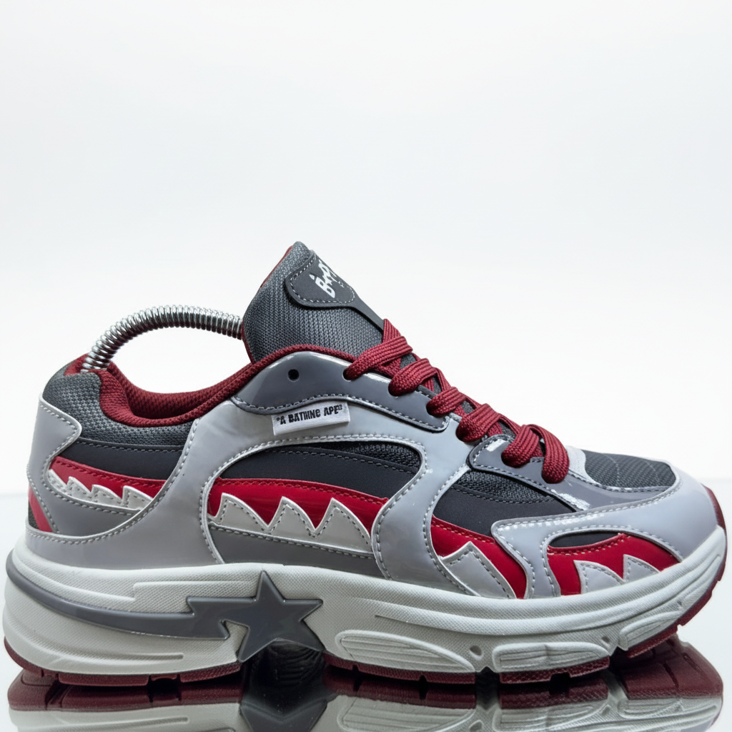 BAPE Sta Runner Gris Rojo - Detalle lengüeta