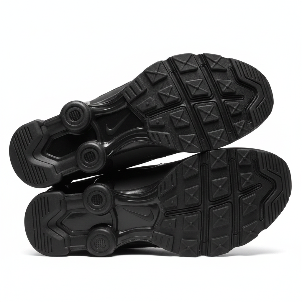 Nike Shox R4 Todo Negro - Vista Suela