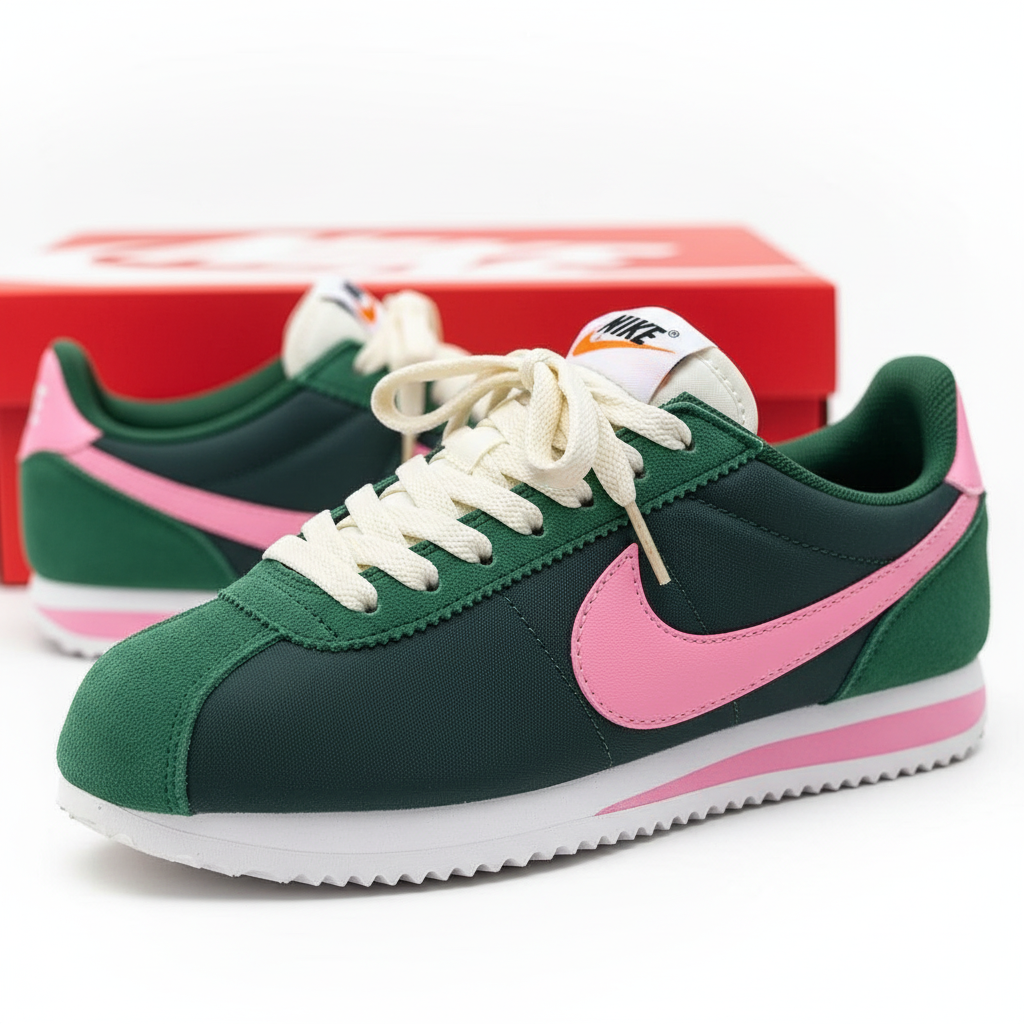 Nike Cortez Verde Rosa detalle