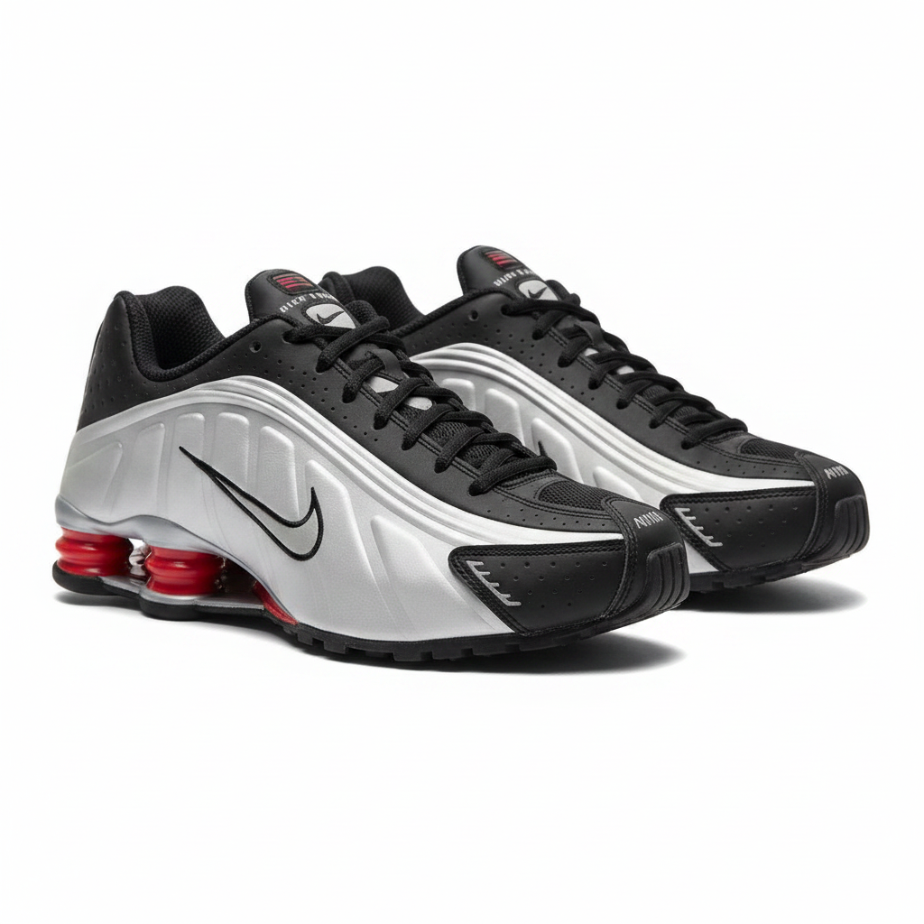 Nike Shox R4 Negro Plata - Par Completo