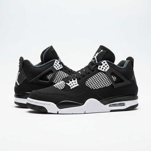 Air Jordan 4 Negro Blanco vista lateral