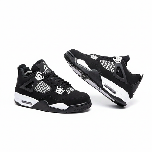Air Jordan 4 Negro Blanco par completo