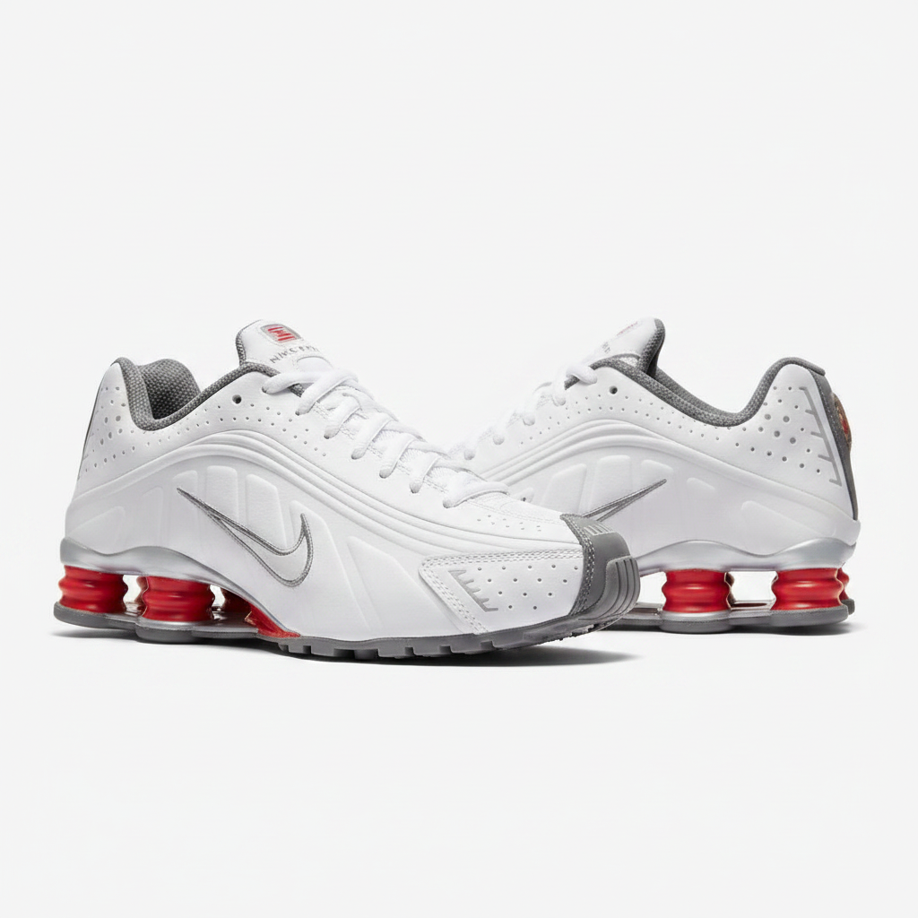 Nike Shox R4 Blanco Gris - Vista Lateral