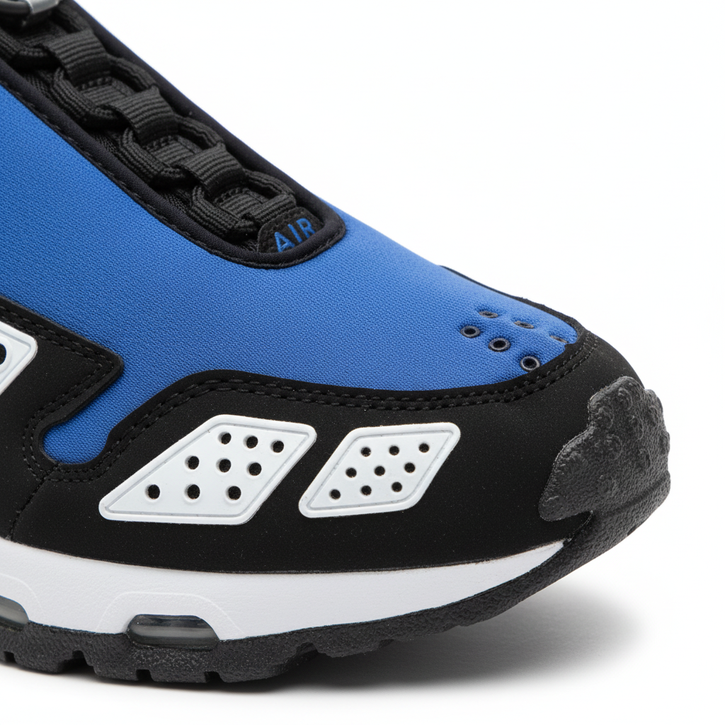 Nike Sunder Azul detalle logo fondo blanco