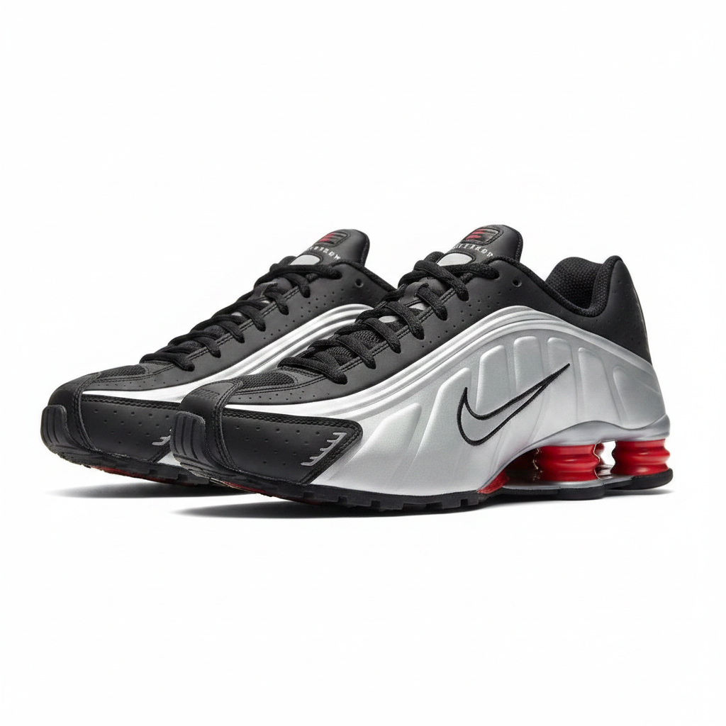 Nike Shox R4 Negro Plata - Vista Lateral