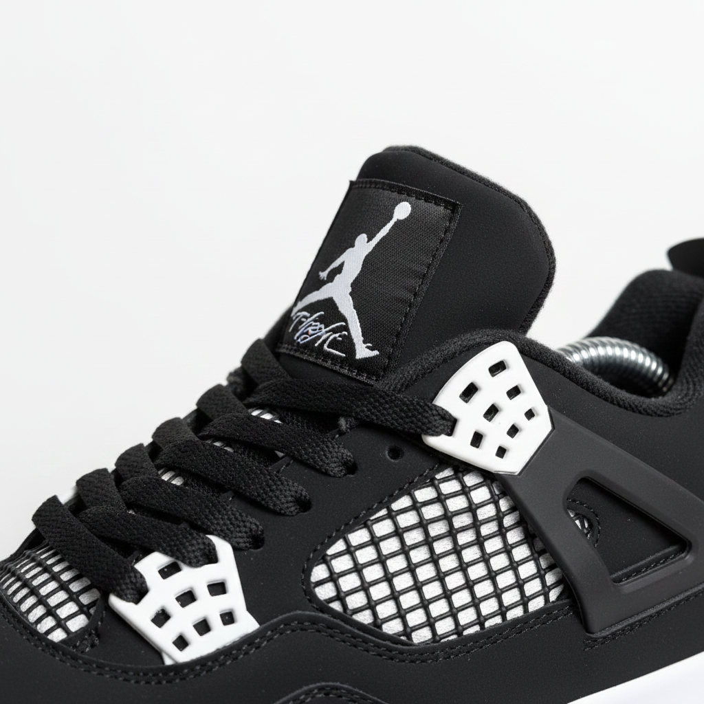 Air Jordan 4 Negro Blanco detalle