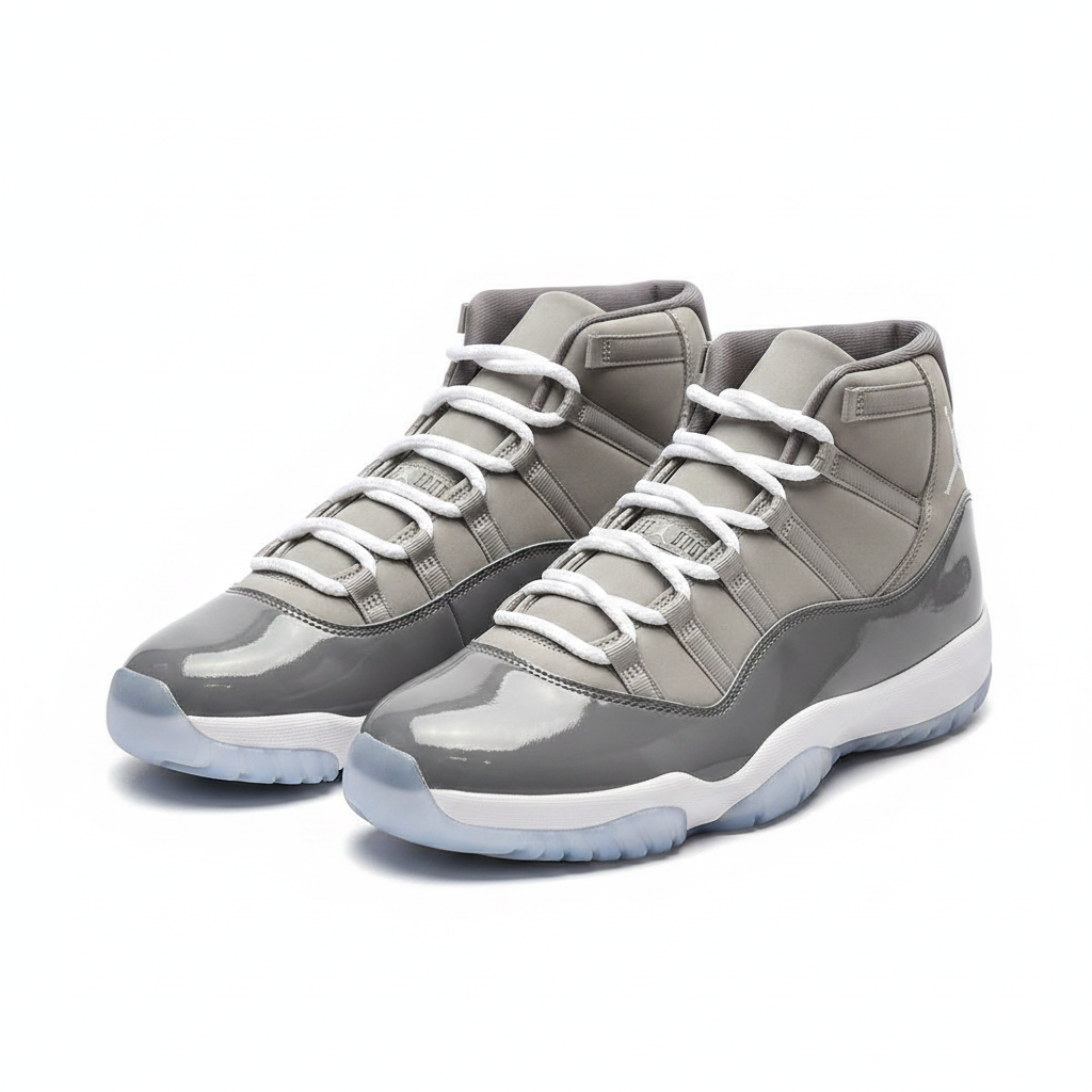 JRDN 11 Retro Cool Grey - Par completo fondo blanco