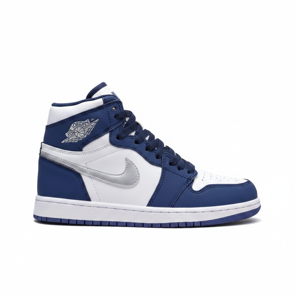 JRDN 1 High Midnight Navy Plata - Vista lateral