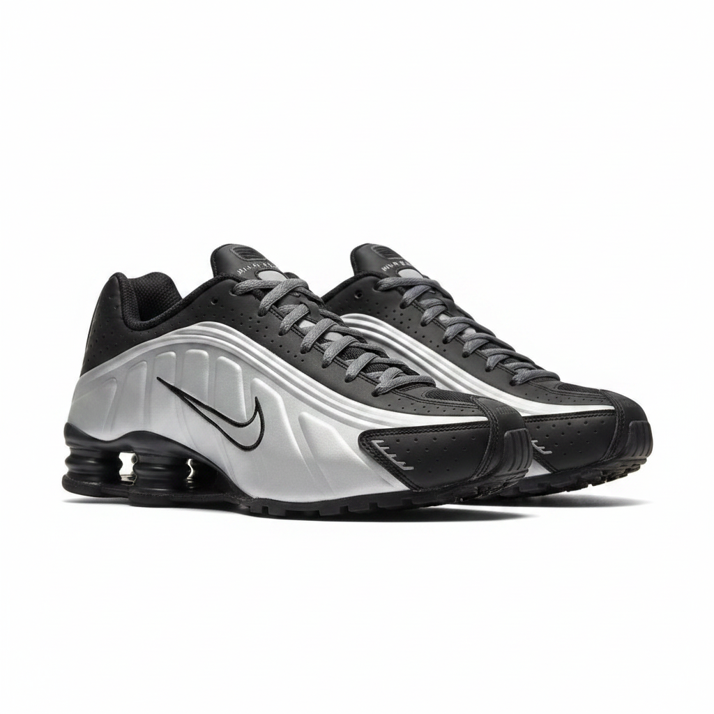 Nike Shox R4 Negro Plata Classic - Par Completo