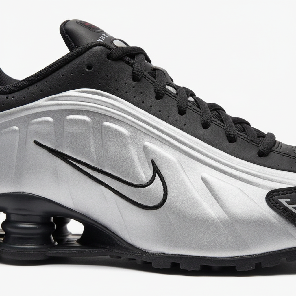 Nike Shox R4 Negro Plata Classic - Detalle