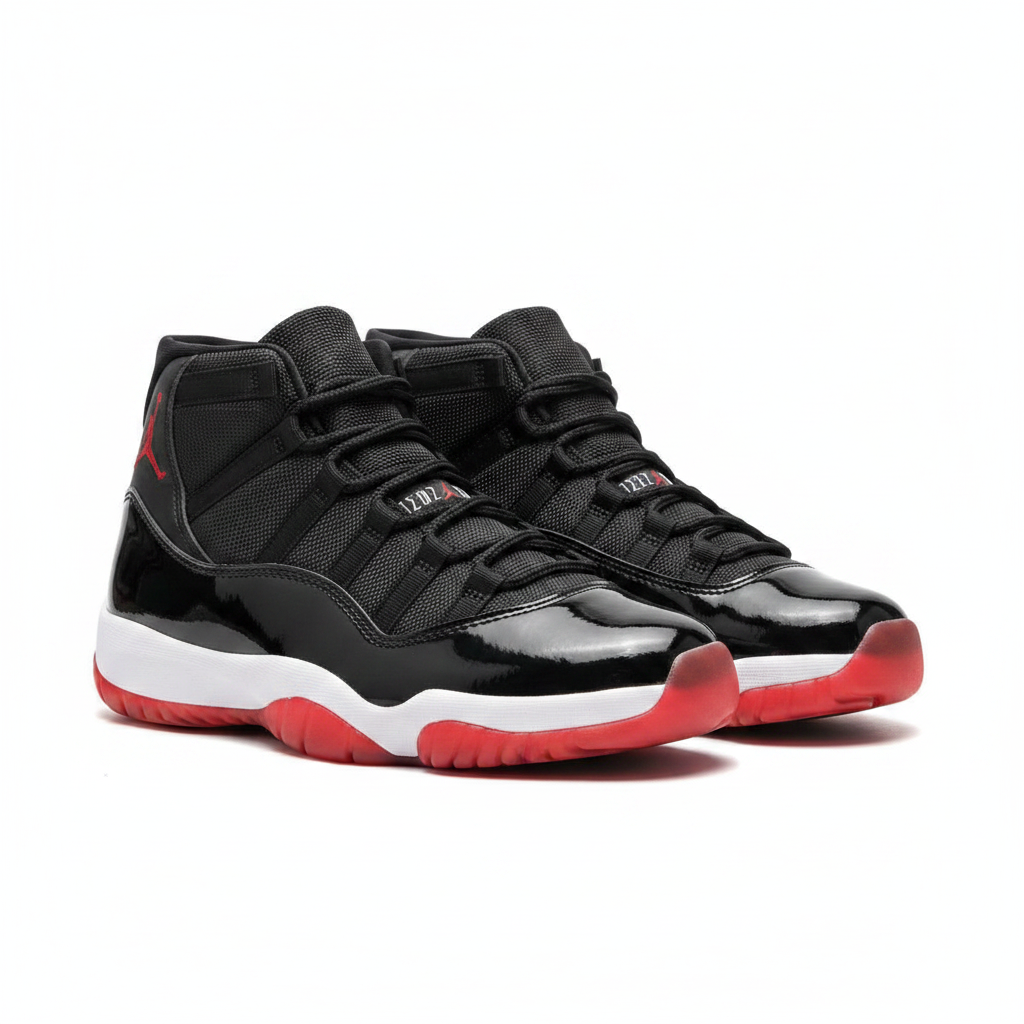 JRDN 11 Retro Bred - Par completo fondo blanco